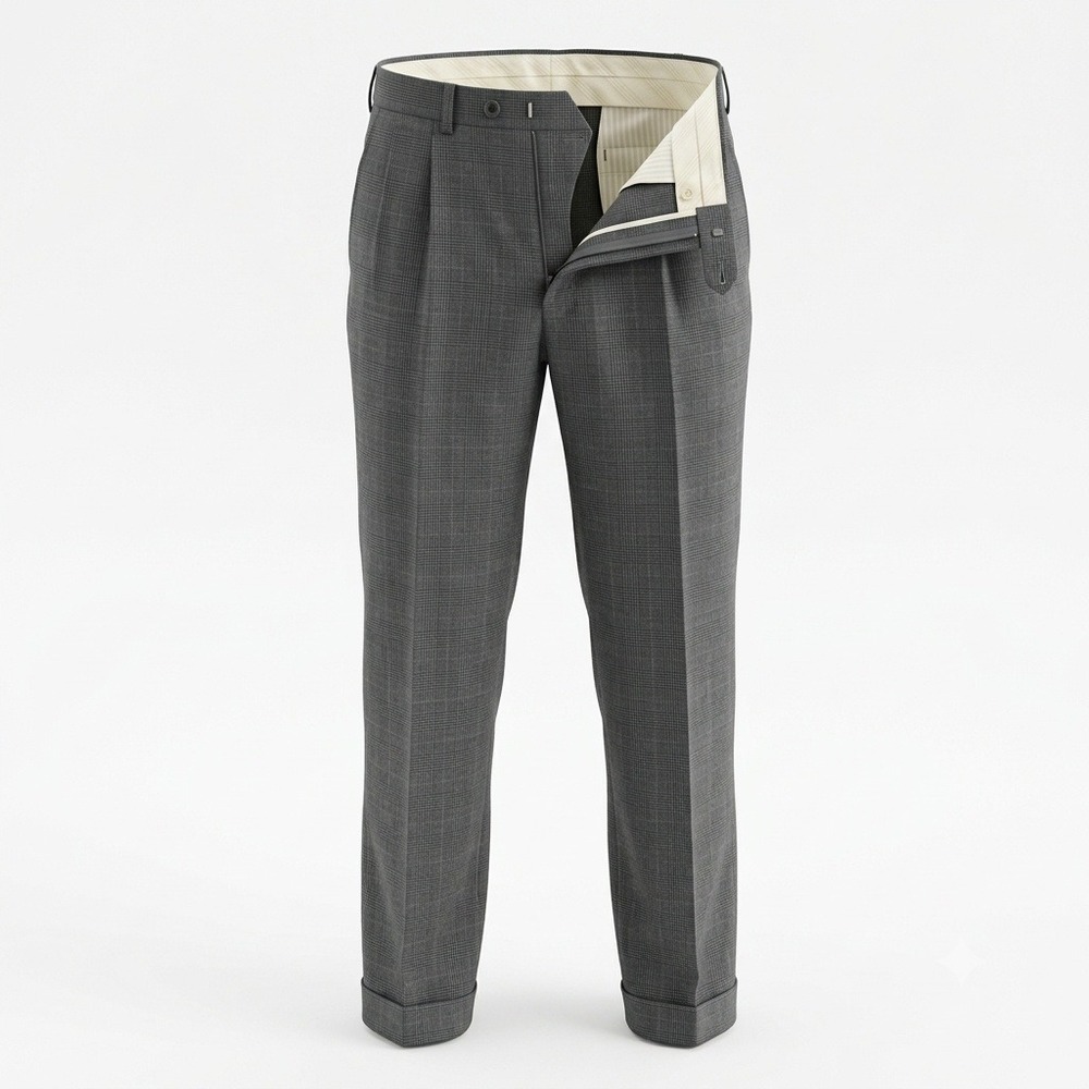 Lauren Ralph Lauren Mens Gray Glen Plaid Pleated Cuffed Dress Pants 36W x 29L